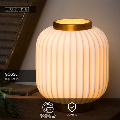 Lucide GOSSE - Tischlampe - Ø 19,5 cm - 1xE14 - Weiß